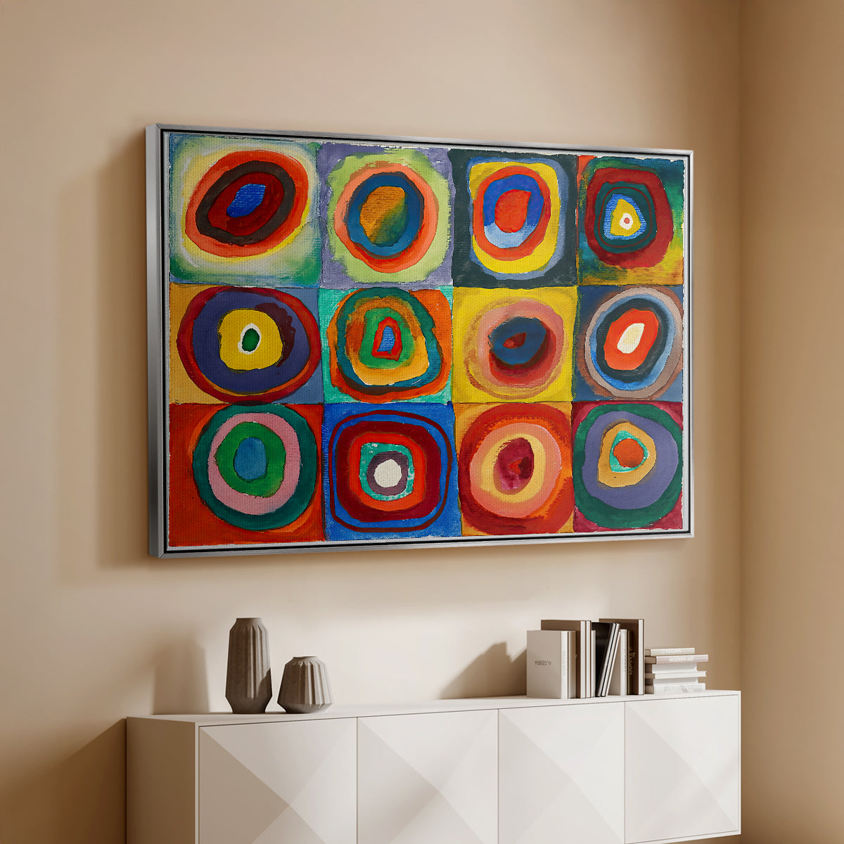 Color Study: Squares with Concentric Circles, 1913 - Floater Framed Canvas Print