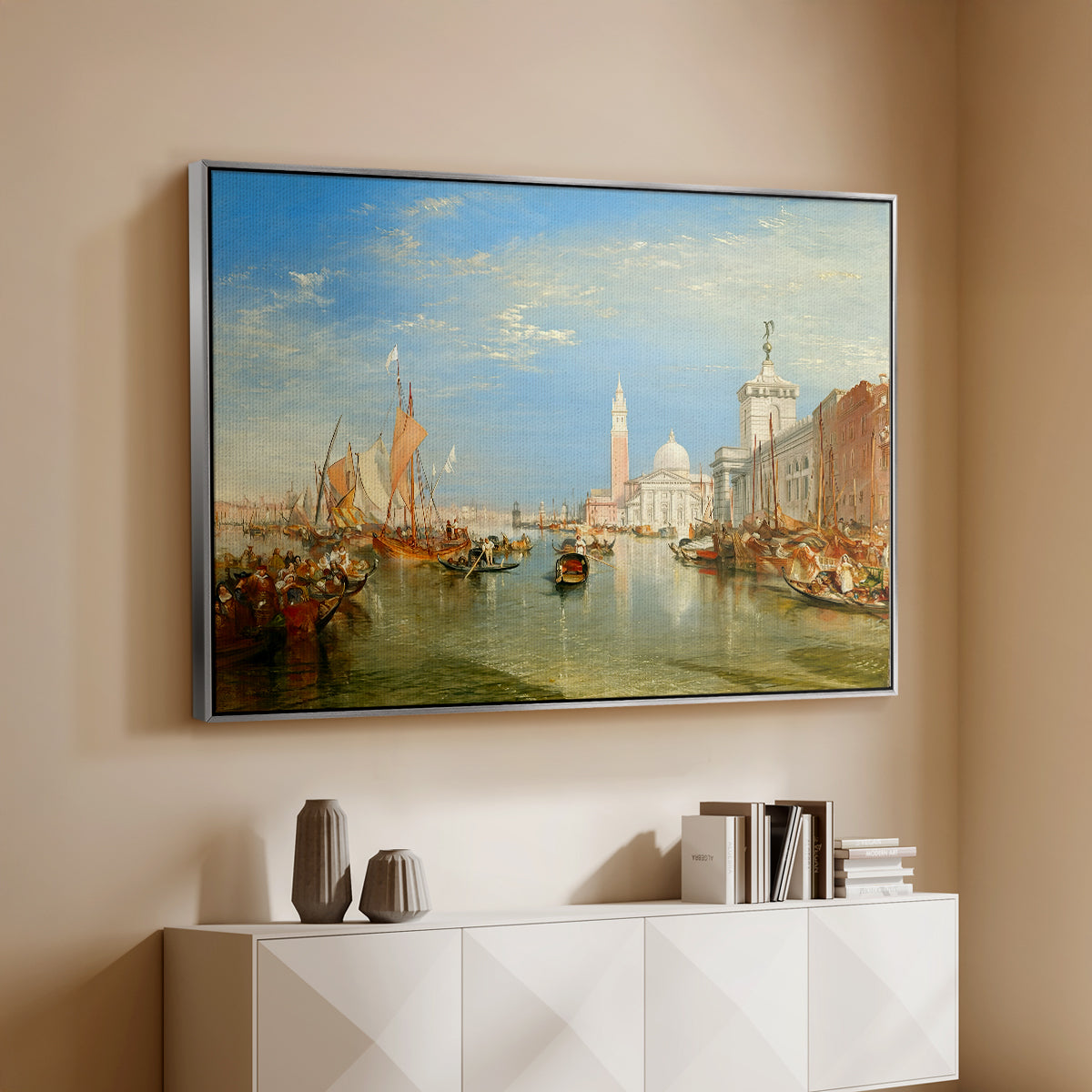 Venice: The Dogana and San Giorgio Maggiore, 1834 - Floater Framed Canvas Print