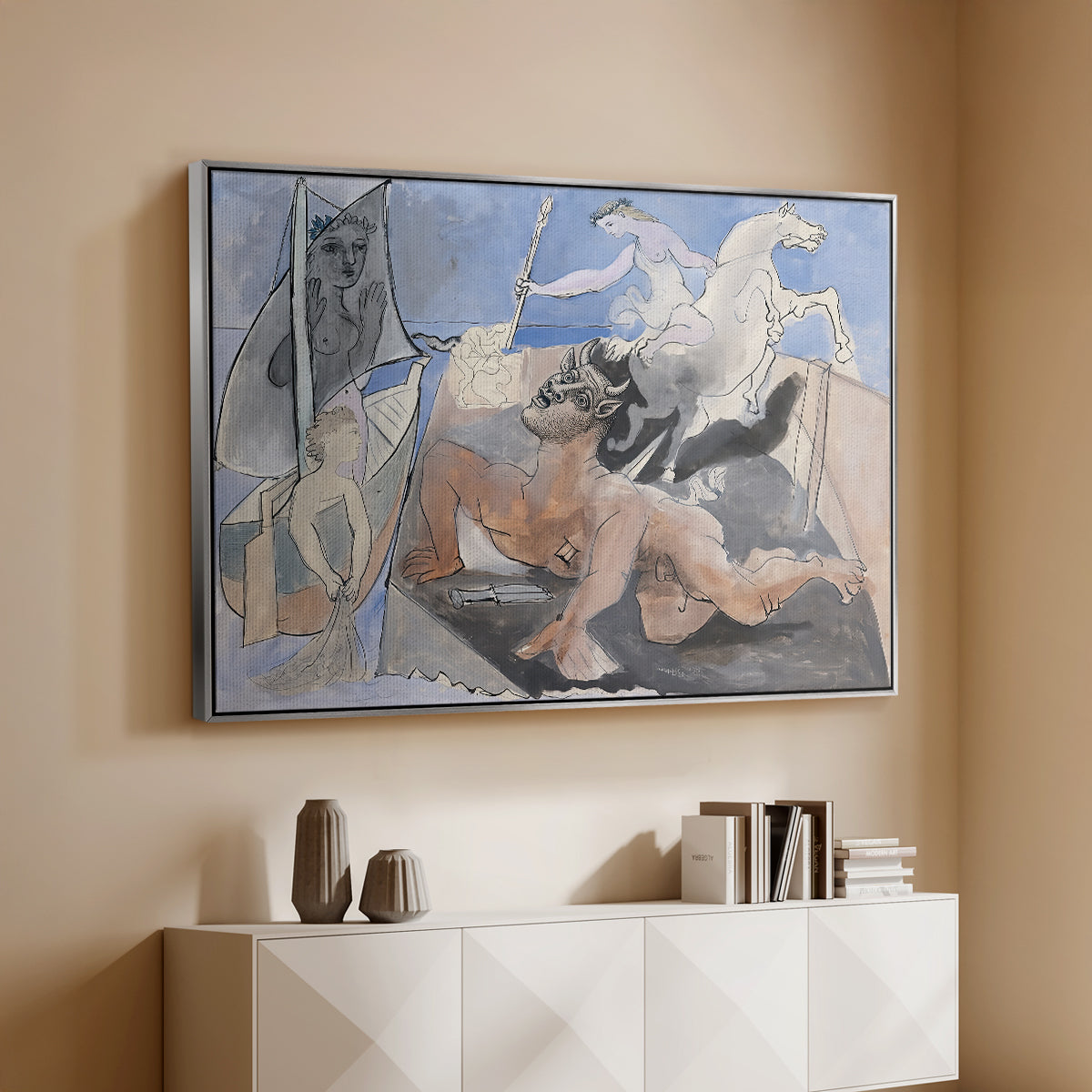 Composition with Minotaur, 1936 - Floater Framed Canvas Print