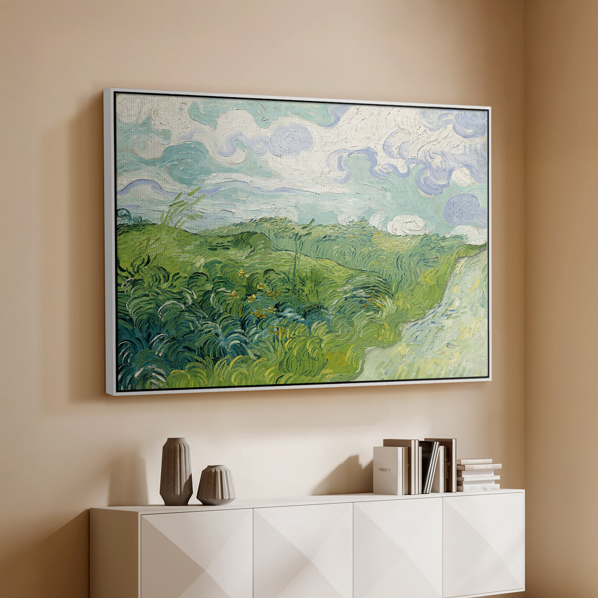 Green Wheat Field, Auvers, 1890 - Floater Framed Canvas Print