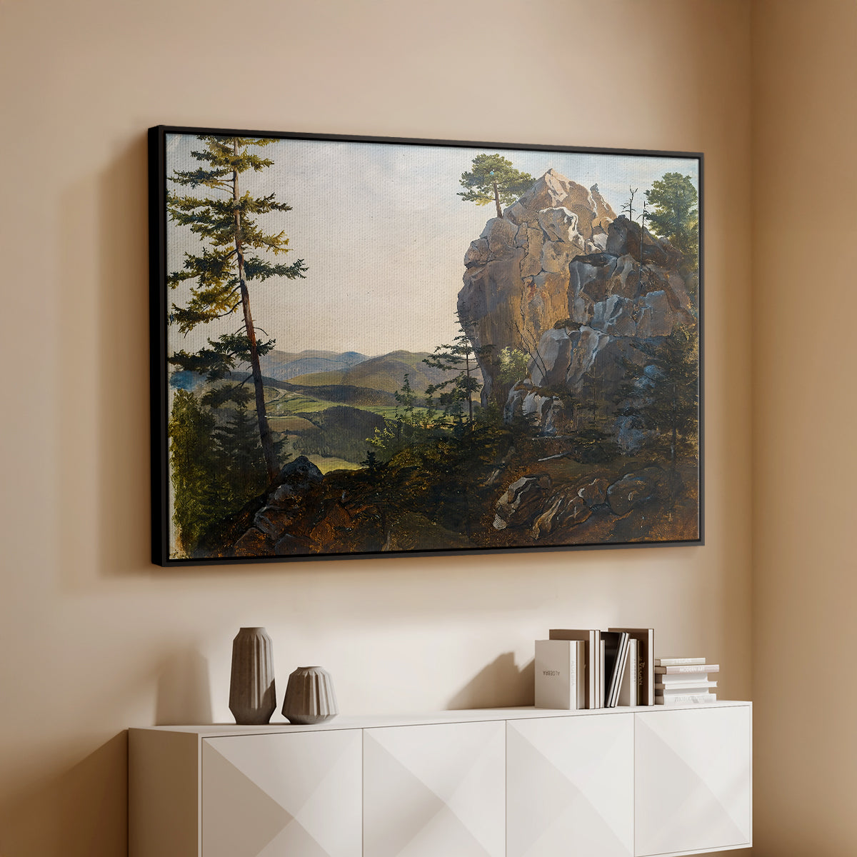 Landscape with the Balbersteine near Miesenbach, 1839 - Floater Framed Canvas Print