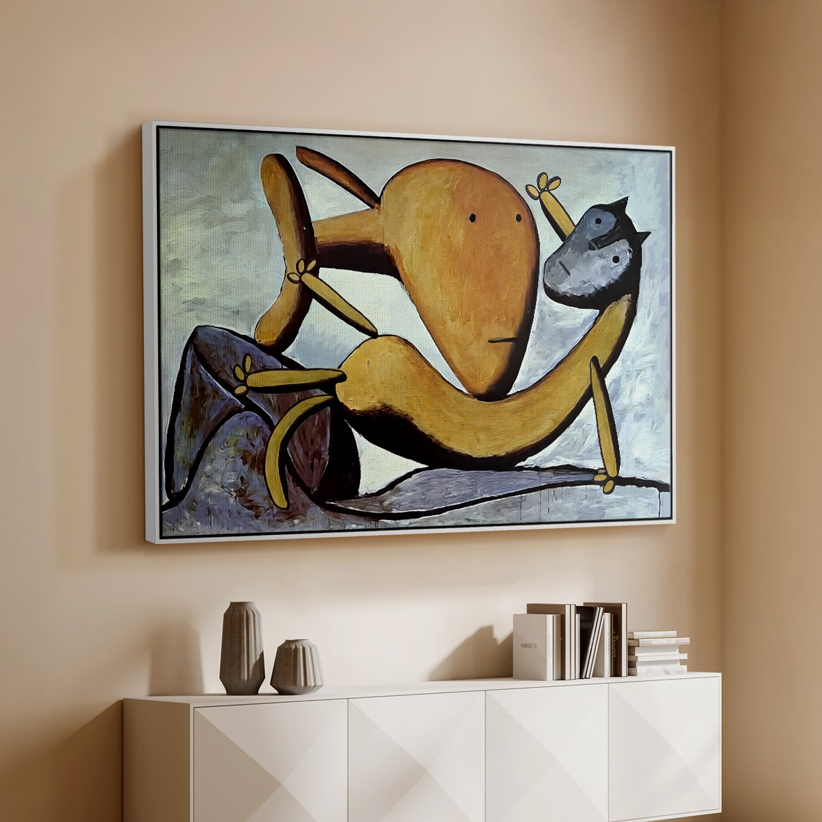 Cat and Big Fish, c. 1931 - Floater Framed Canvas Print