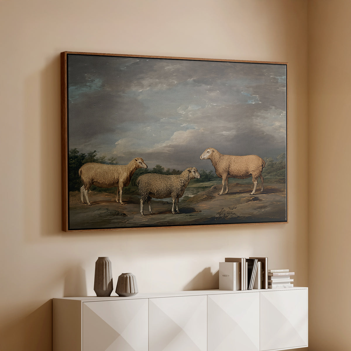 Ryelands Sheep, the King's Ram, the King's Ewe and Lord Somerville's Wether, c. 1801-1807 - Floater Framed Canvas Print