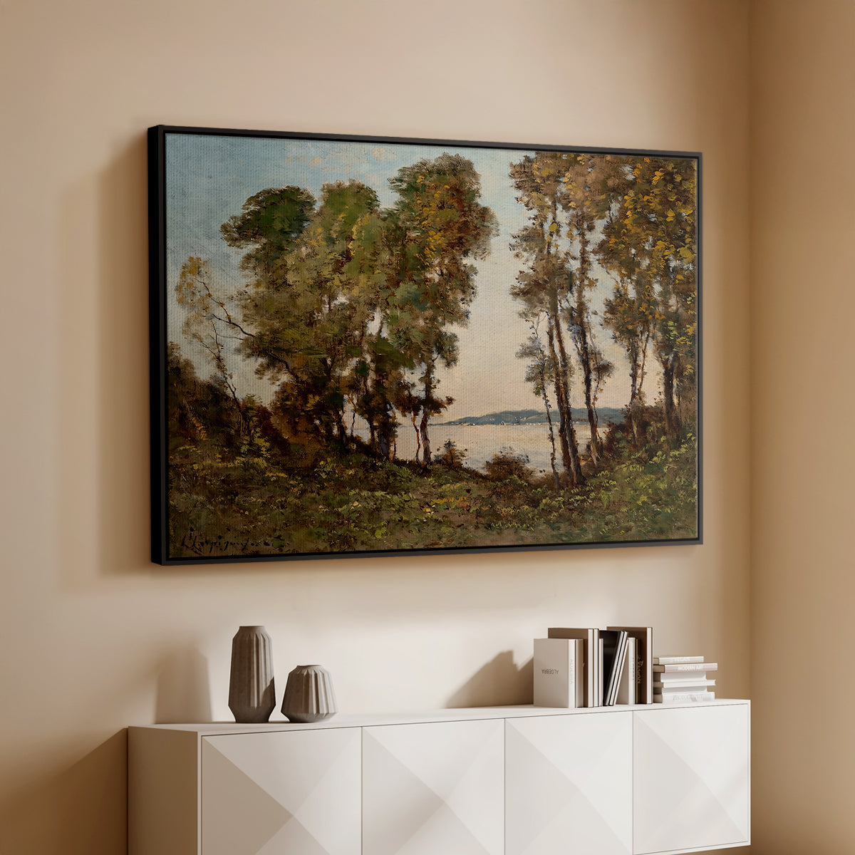 The Banks of the Allier, 1894 - Floater Framed Canvas Print