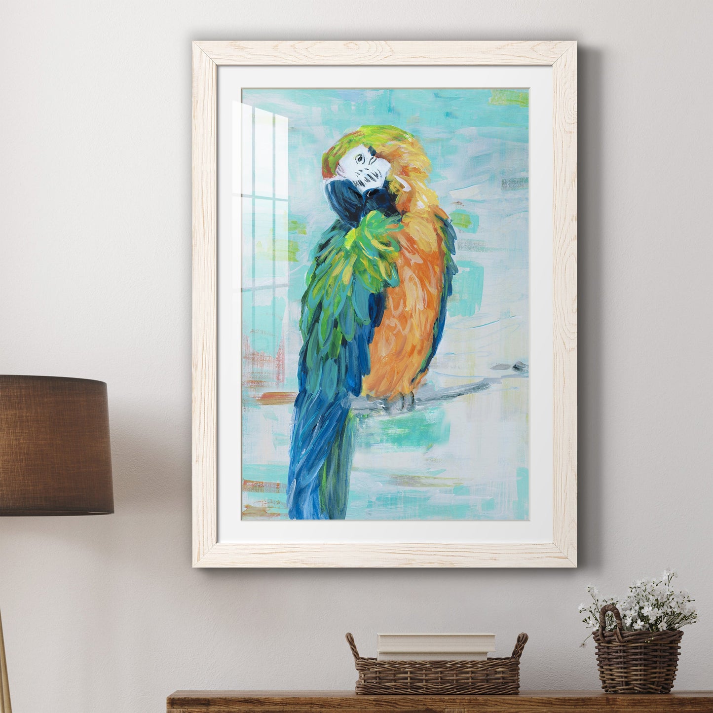 Island Parrot II - Premium Framed Print - Distressed Barnwood Frame - Ready to Hang