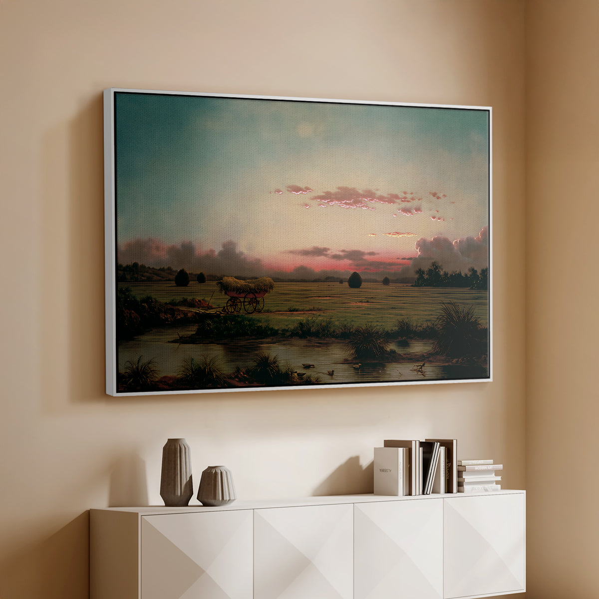 The Marshes at Rhode Island, 1866 - Floater Framed Canvas Print