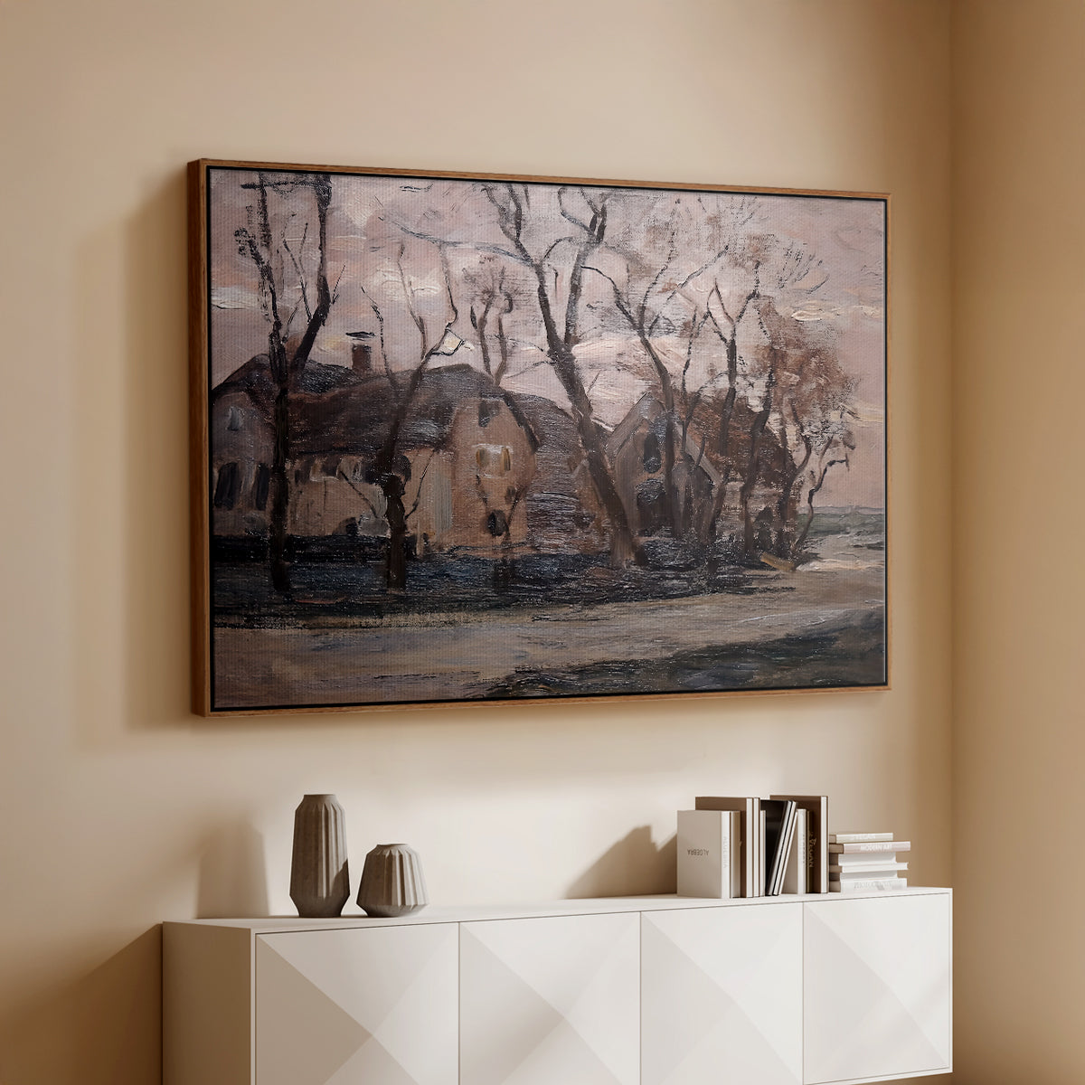 Farm near Duivendrecht in the Evening, c. 1905 - Floater Framed Canvas Print