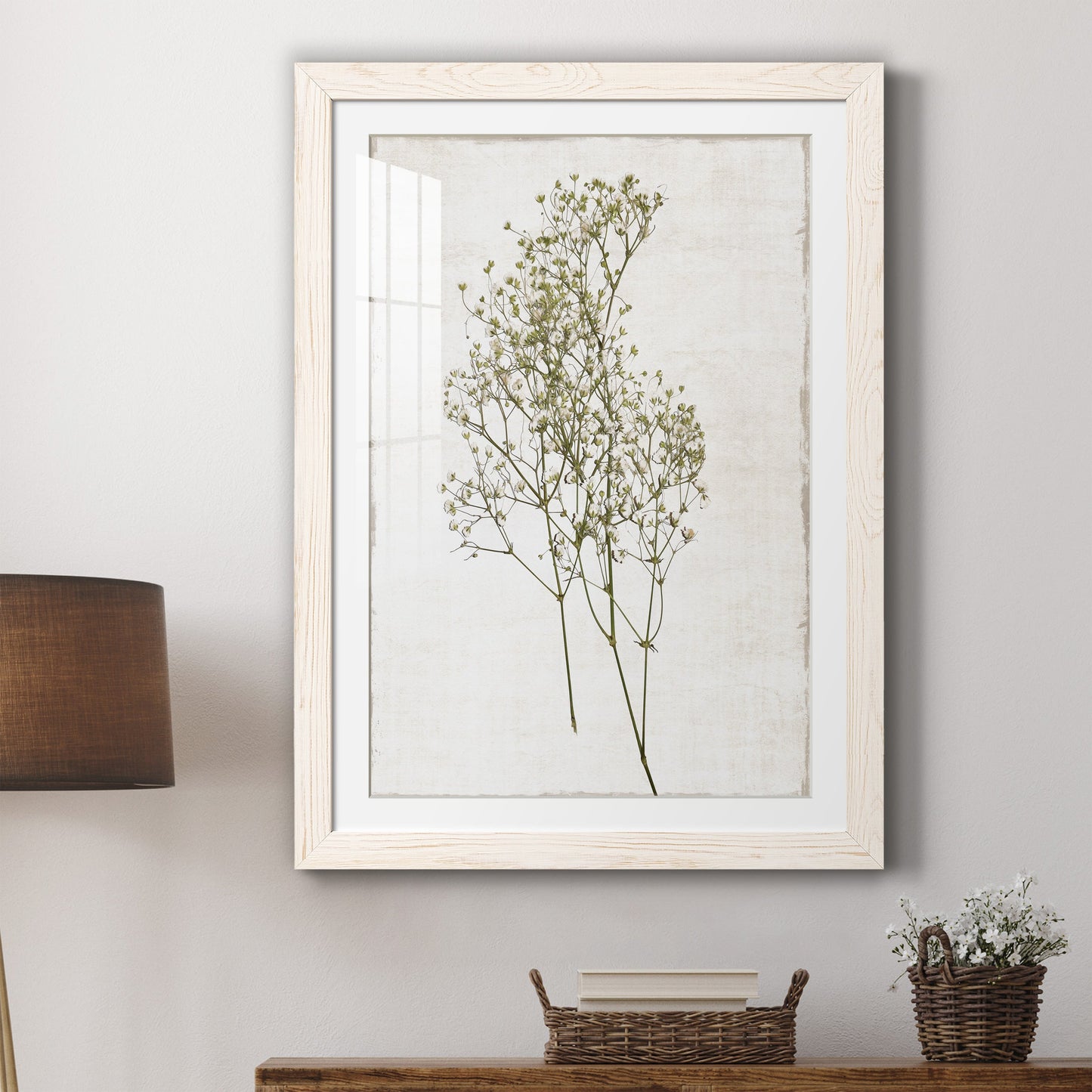 Farmhouse Pressed Flower I - Premium Framed Print - Distressed Barnwood Frame - Ready to Hang