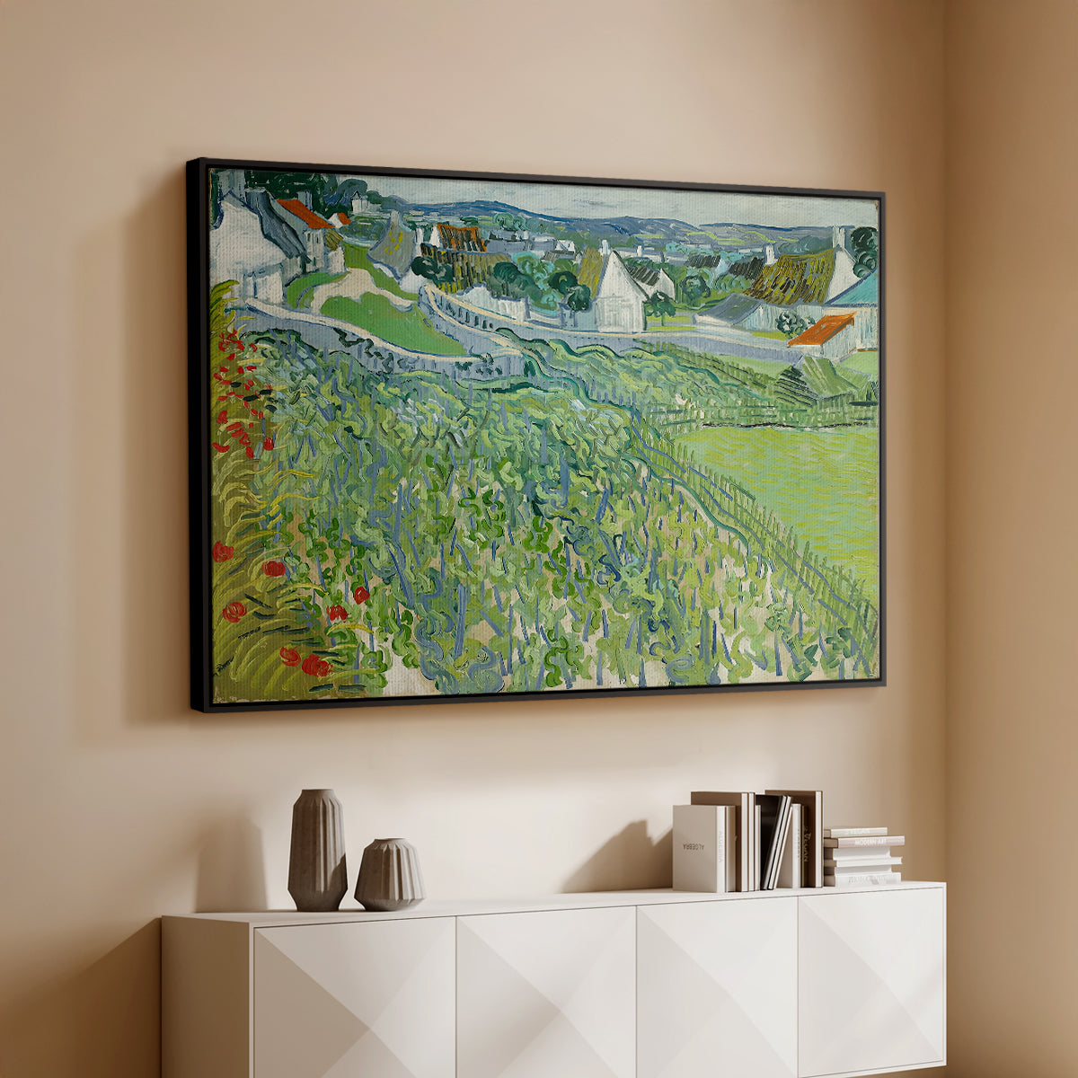 Vineyards at Auvers, 1890 - Floater Framed Canvas Print