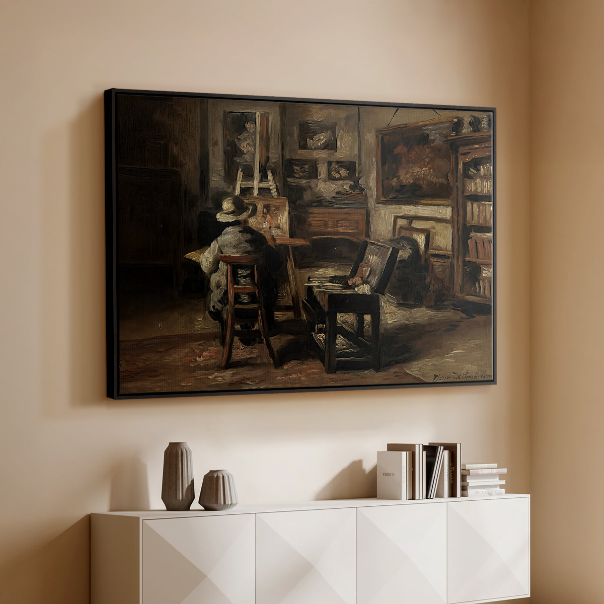 The Studio of Ferdinand De Braekeleer I, Father of the Painter, c. 1873-1885 - Floater Framed Canvas Print