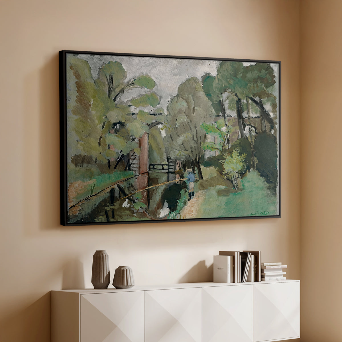 The Little Fisherman, Maintenon, 1918 - Floater Framed Canvas Print