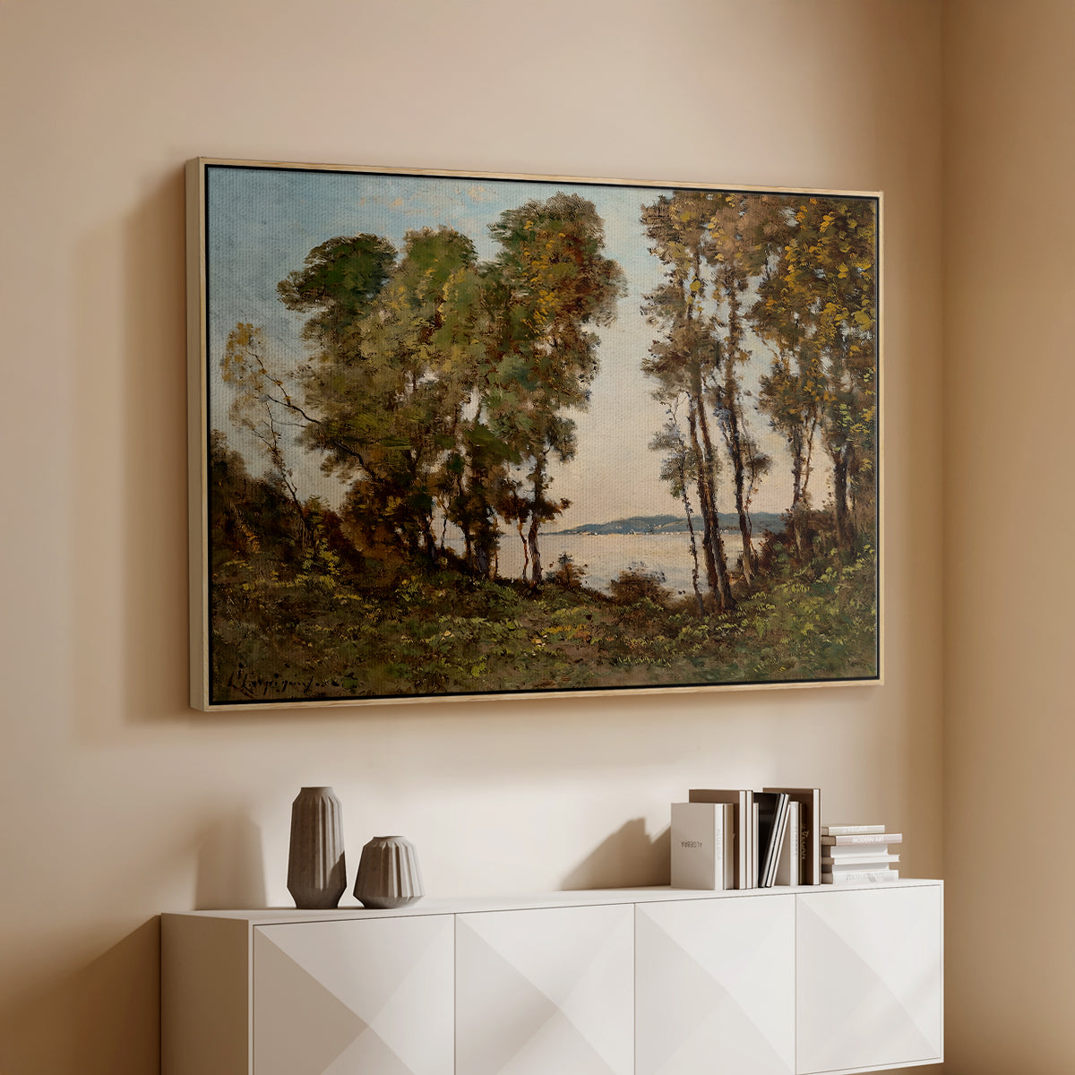 The Banks of the Allier, 1894 - Floater Framed Canvas Print