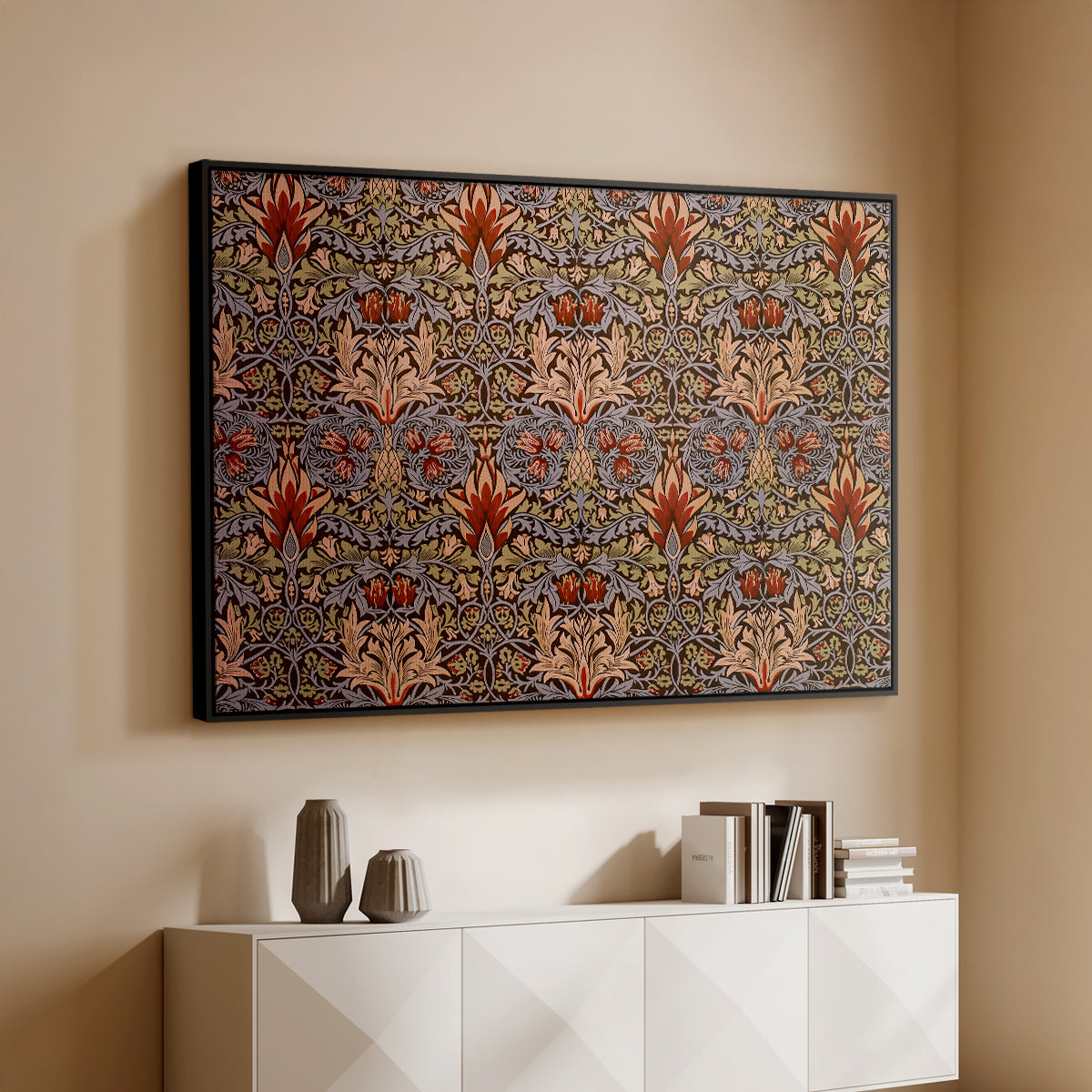 Snakeshead - Red/Cumin, c. 1876 - Floater Framed Canvas Print