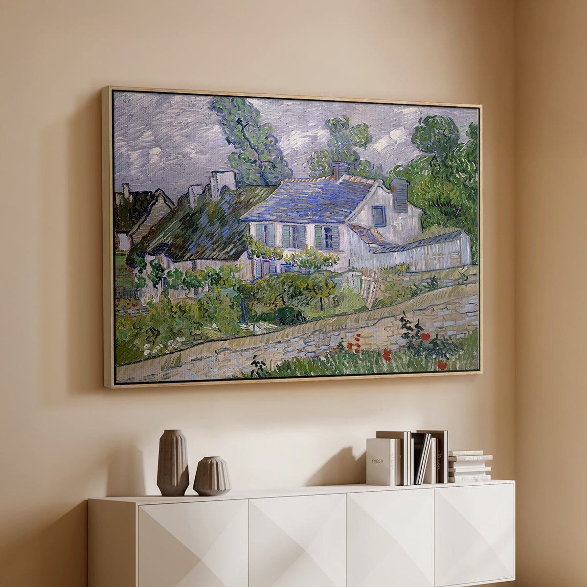 Houses in Auvers, 1890 - Floater Framed Canvas Print