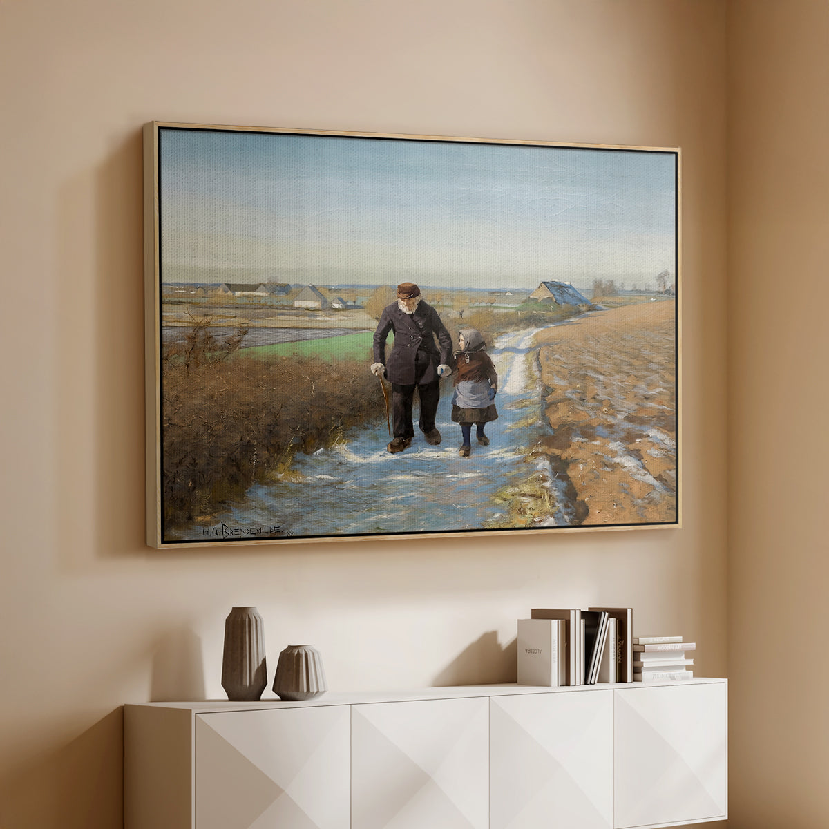 The Old Man and the Child, 1888 - Floater Framed Canvas Print