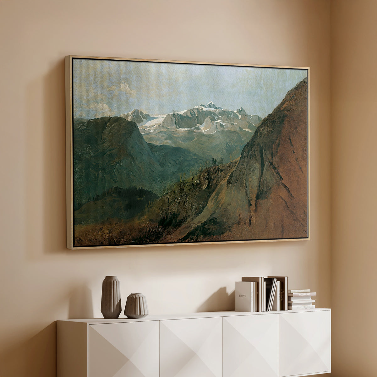 The Dachstein from the Plassen near Hallstatt, 1827 - Floater Framed Canvas Print