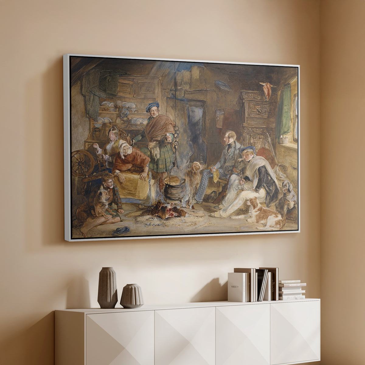 Highland Hospitality, 1832 - Floater Framed Canvas Print