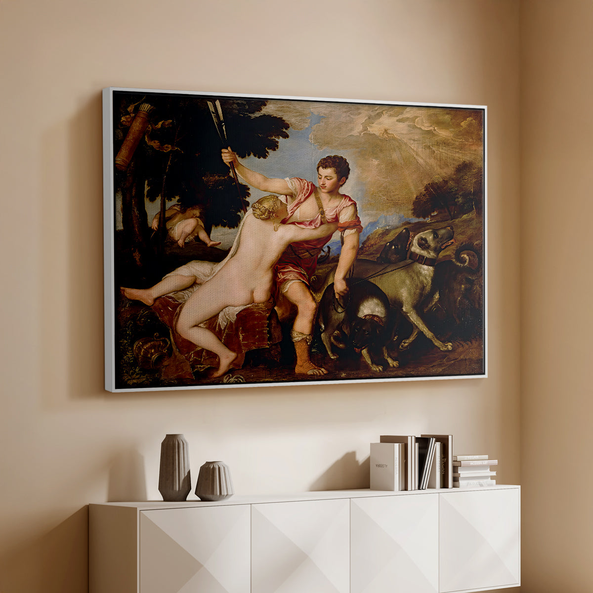 Venus and Adonis, 1554 - Floater Framed Canvas Print