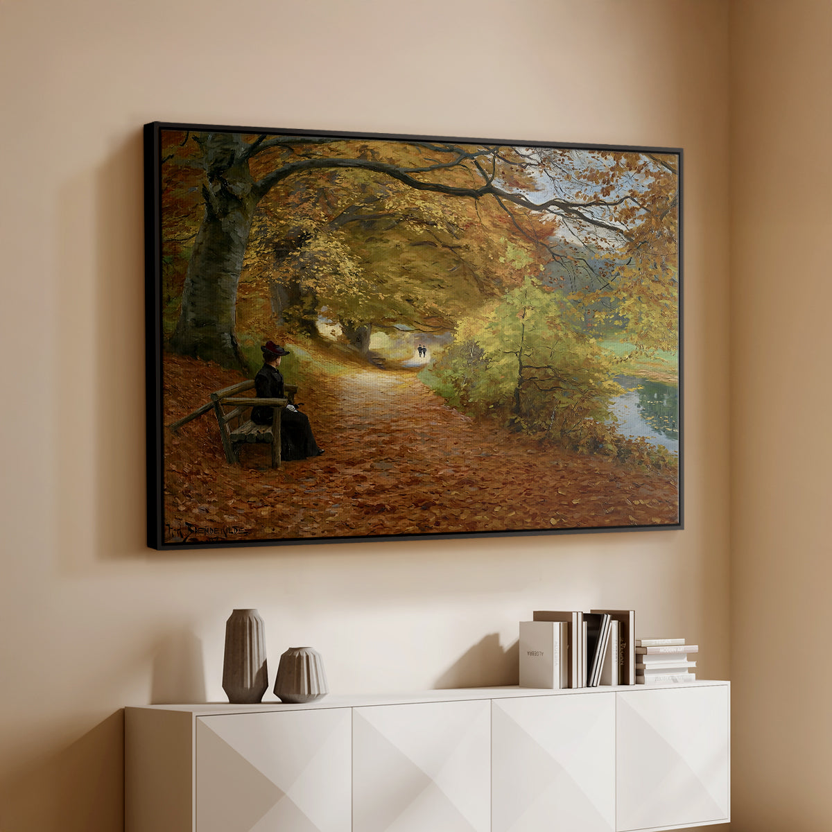 A Wooded Path in Autumn, 1902 - Floater Framed Canvas Print