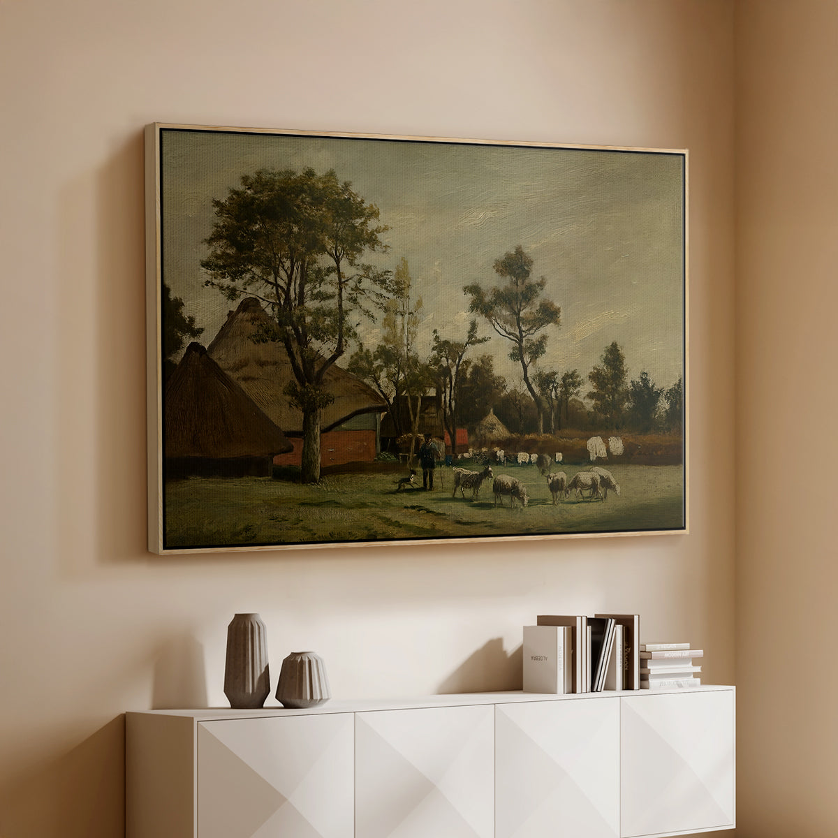 Farmhouse, c. 1865-1875 - Floater Framed Canvas Print