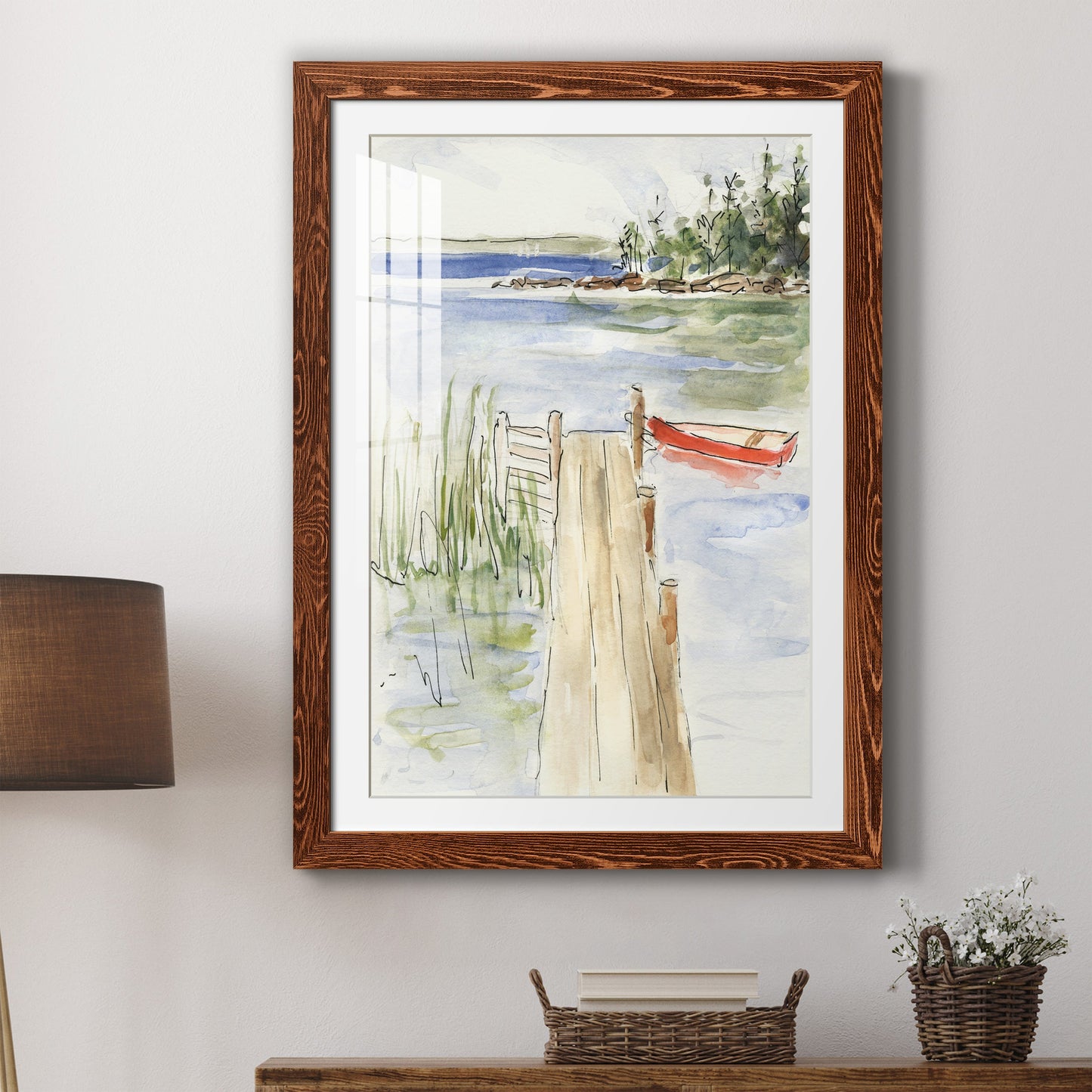 Sketchy Pier - Barnwood Framed Art Print