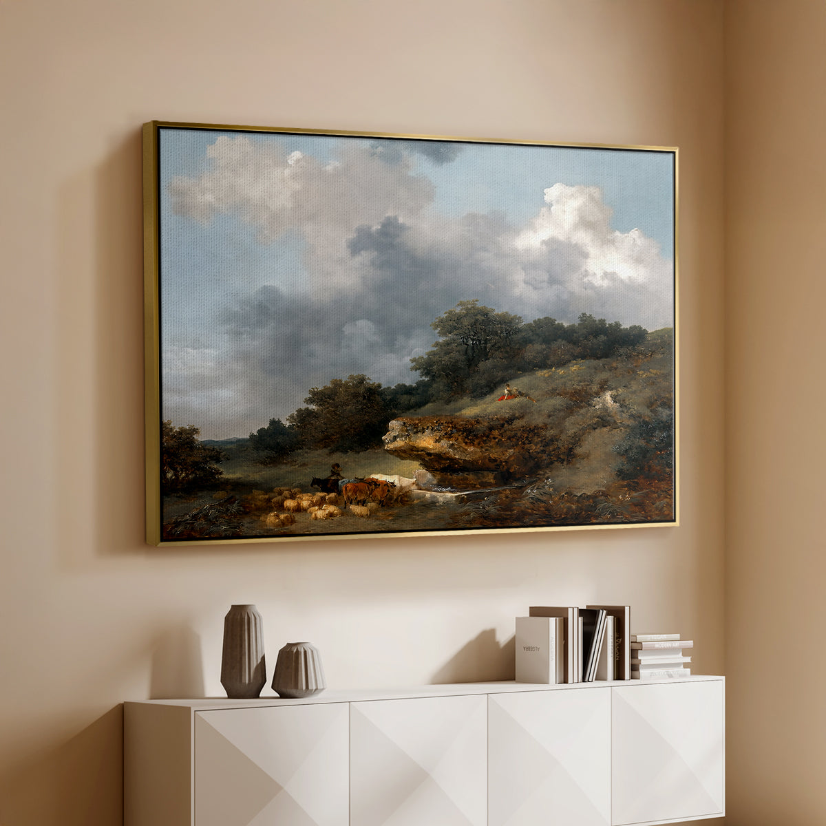 The Watering Place, c. 1765 - Floater Framed Canvas Print