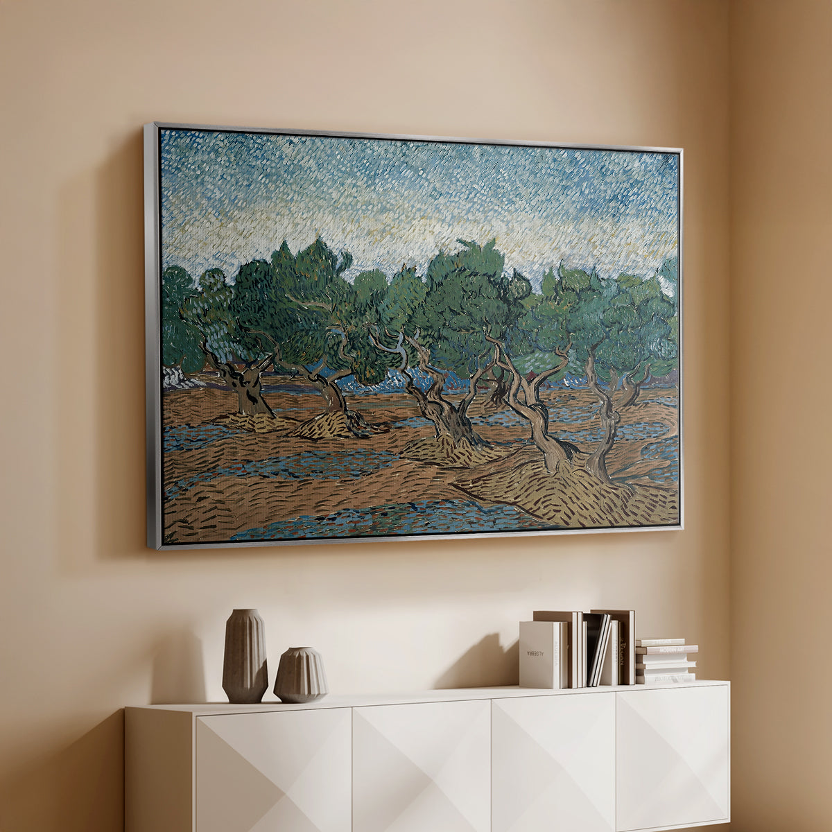 Olive Trees, 1889 - Floater Framed Canvas Print