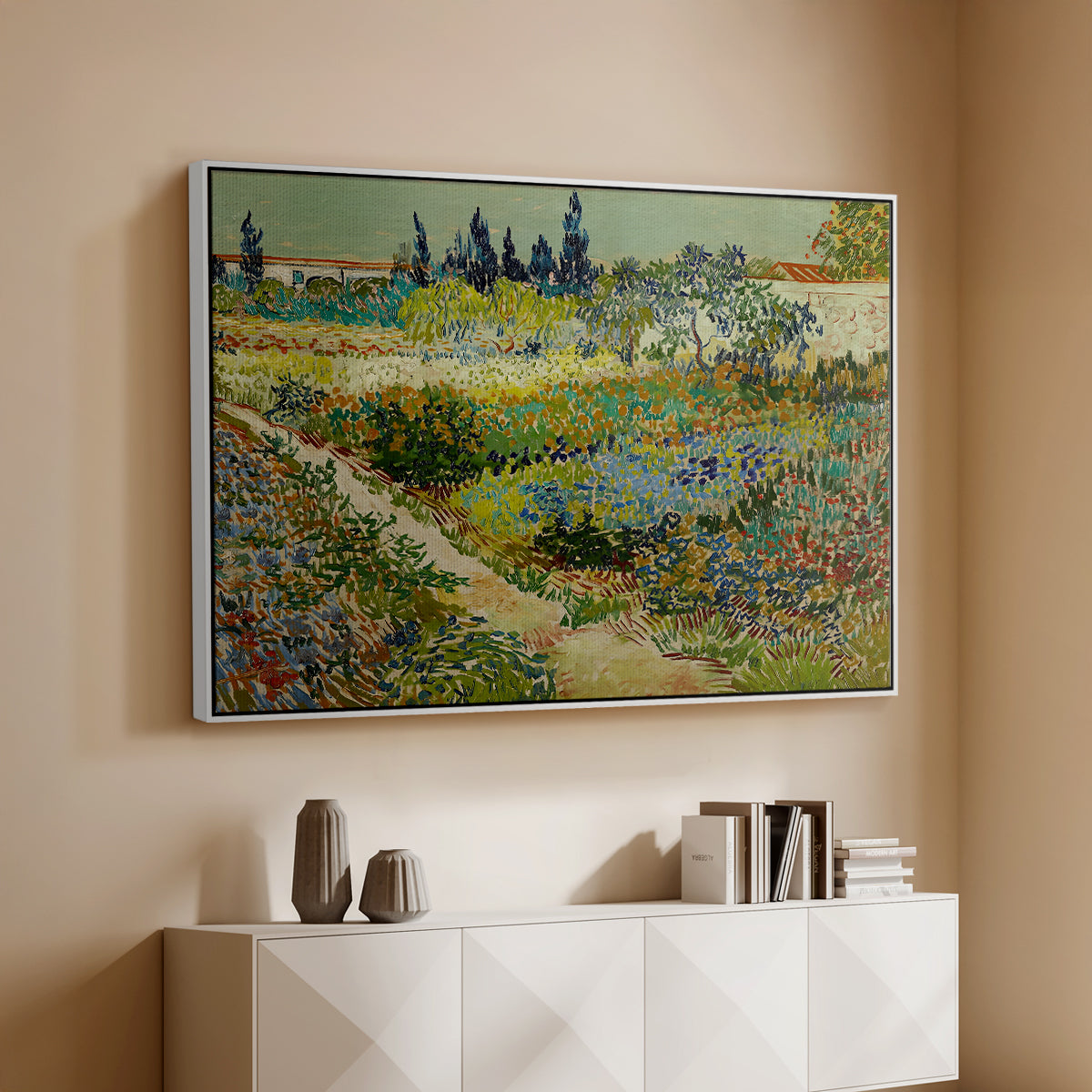 Garden at Arles, 1888 - Floater Framed Canvas Print