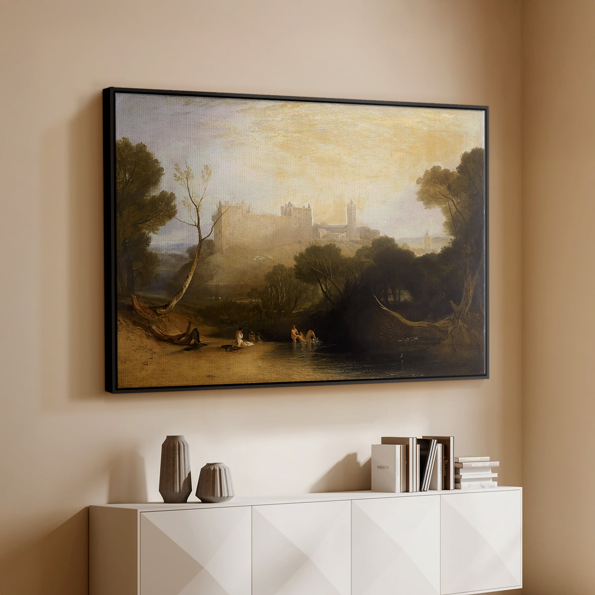 Linlithgow Palace, c. 1807 - Floater Framed Canvas Print