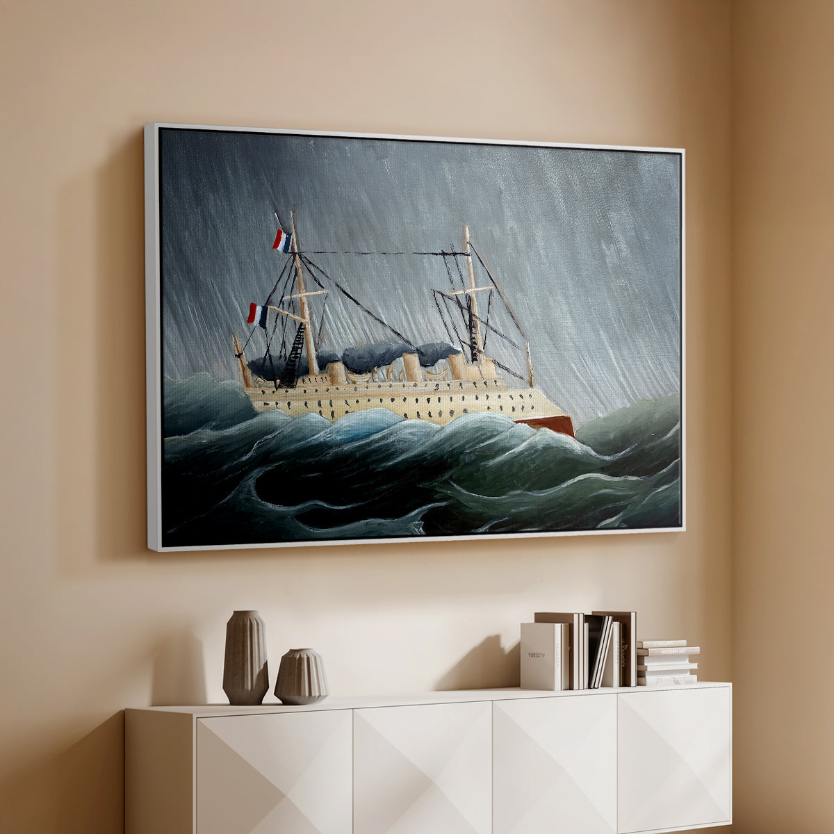 A Ship in the Storm, c. 1899 - Floater Framed Canvas Print