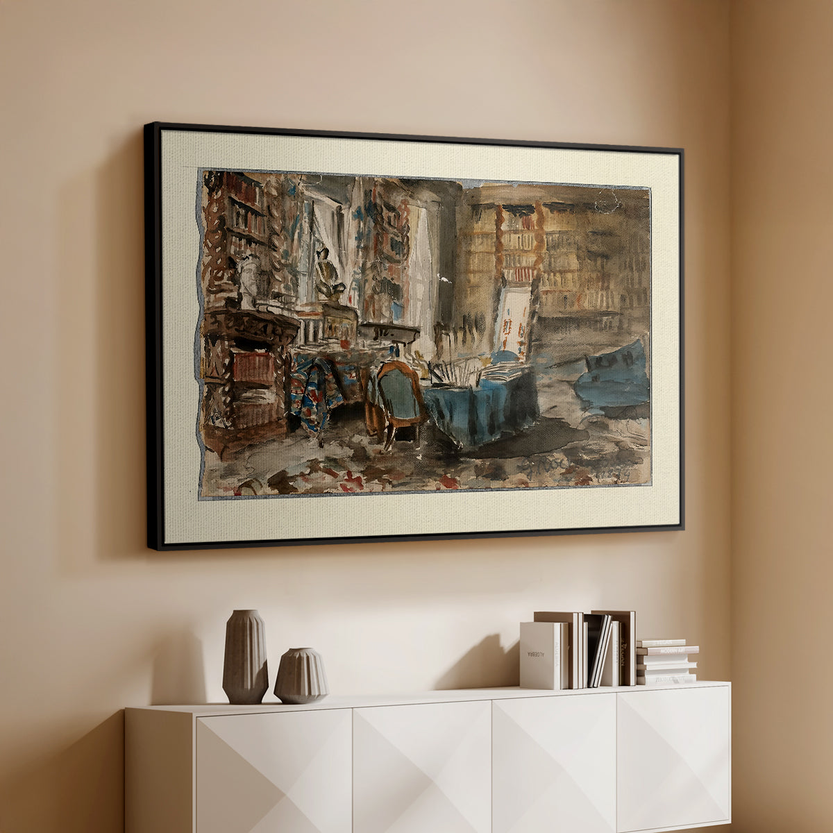 Cabinet de Flaubert à Croisset, 1874 - Floater Framed Canvas Print