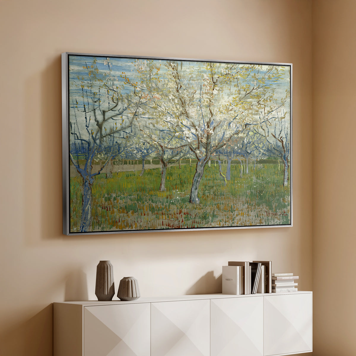 The Pink Orchard, 1888 - Floater Framed Canvas Print