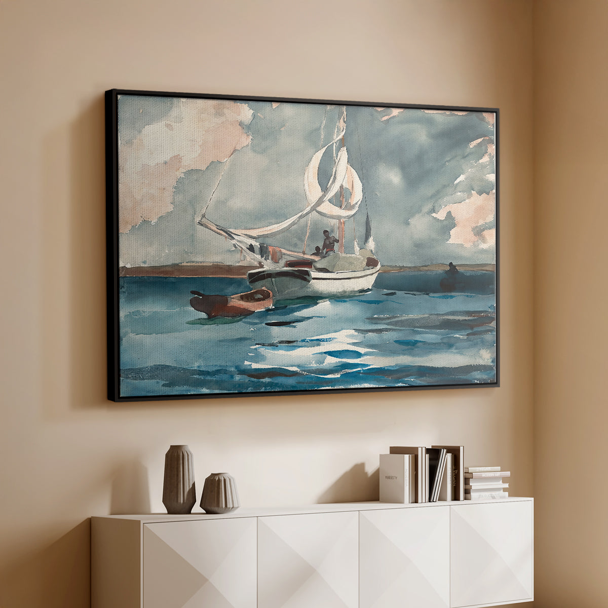 Sloop, Nassau, 1899 - Floater Framed Canvas Print