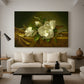 Canvas art print featuring a botanical composition with texture, displayed in a spacious living room