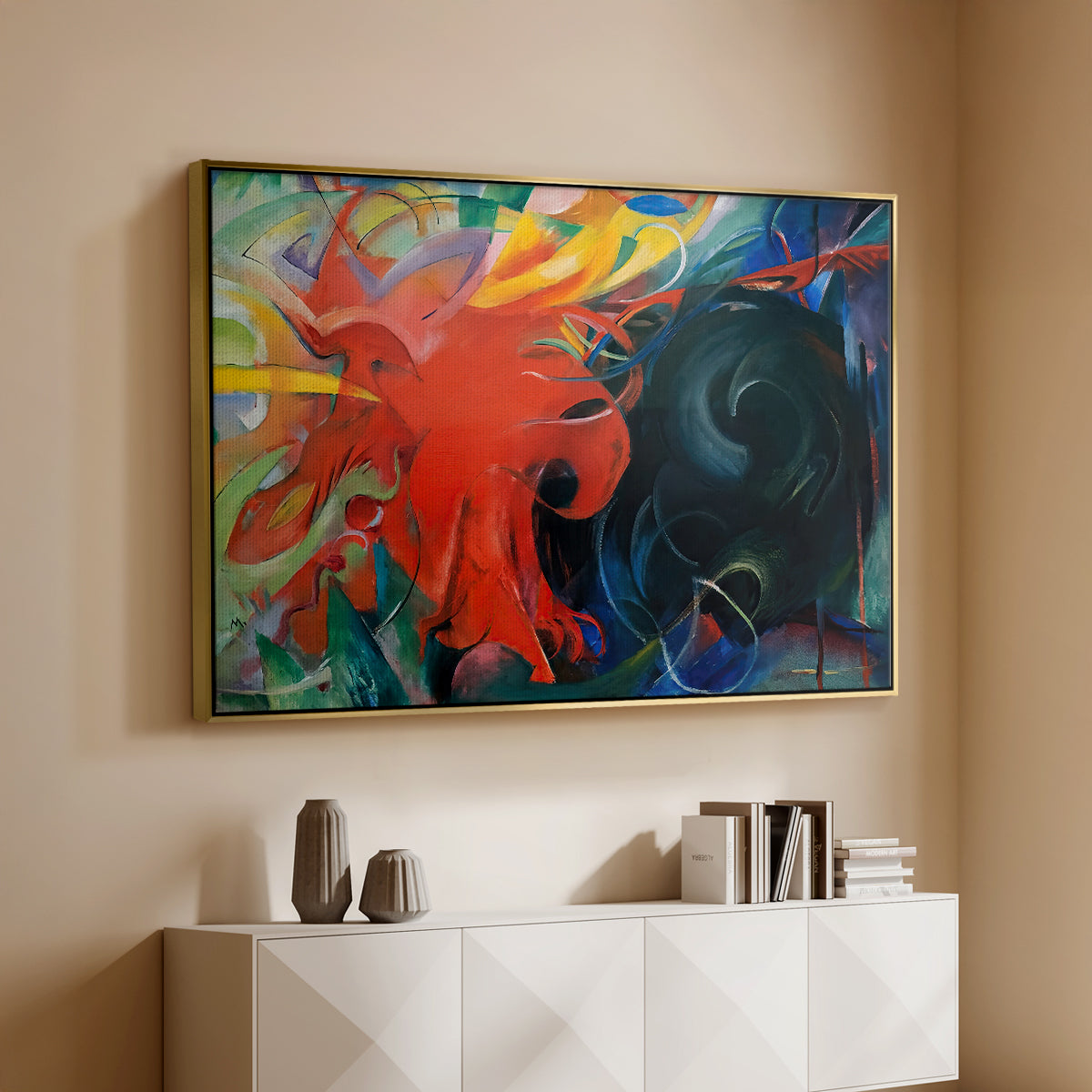 Fighting Forms, 1914 - Floater Framed Canvas Print