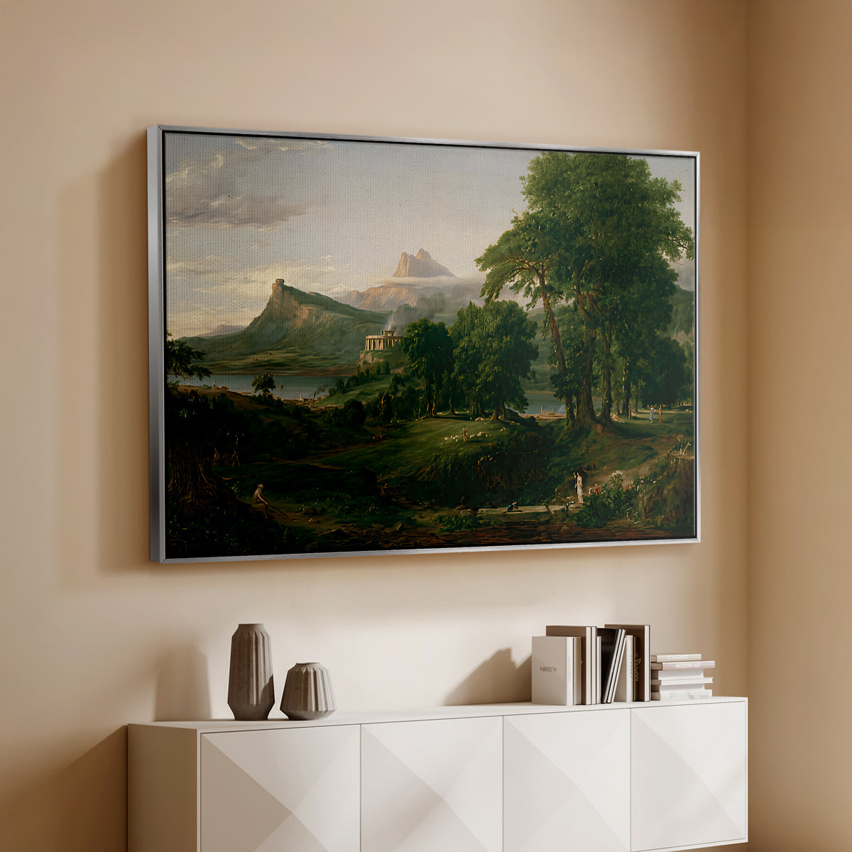 The Course of Empire: The Arcadian or Pastoral State, 1834 - Floater Framed Canvas Print