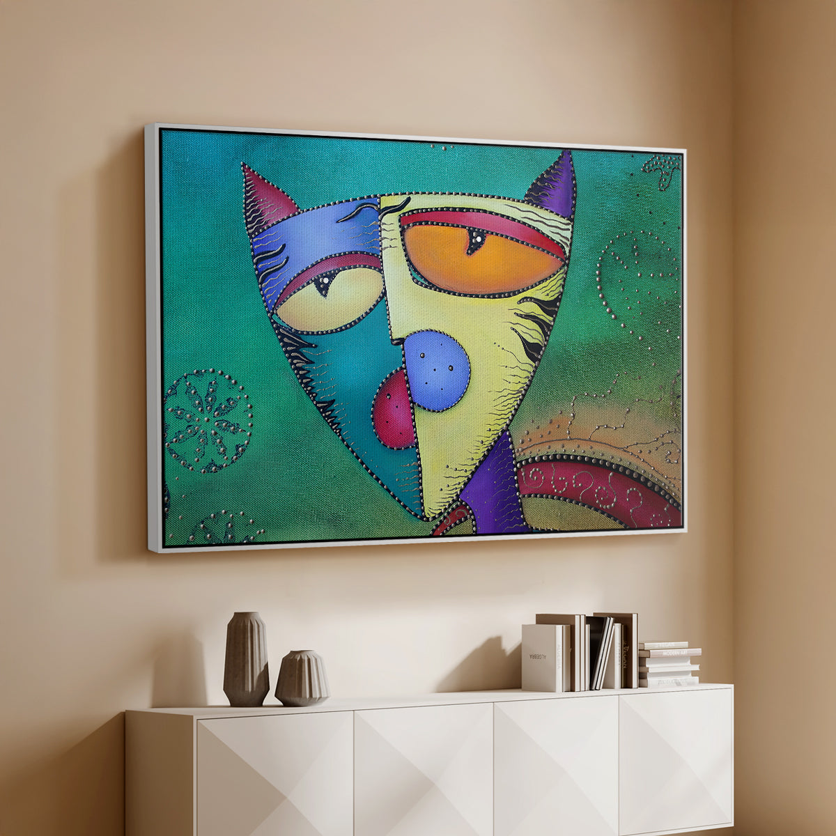 Celestial Cat - Floater Framed Canvas Print