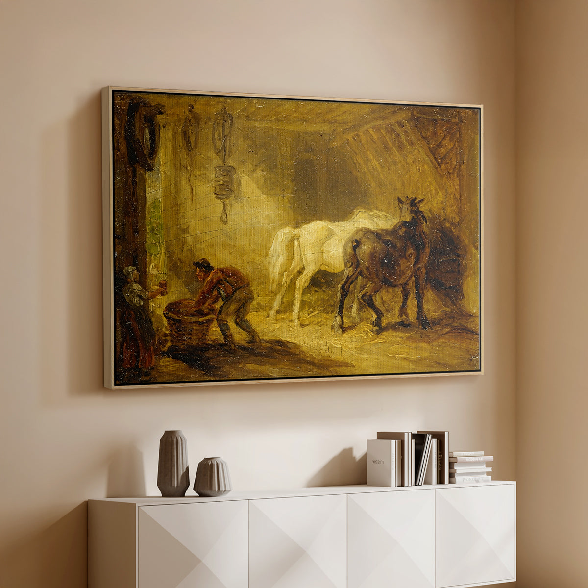 Heath Ewe and Lambs, 1810 - Floater Framed Canvas Print