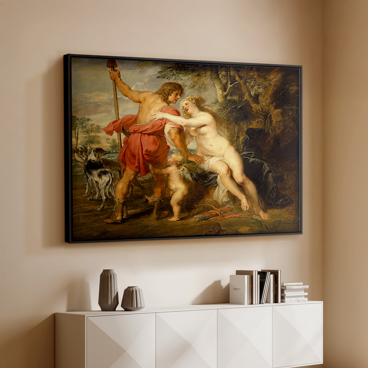 Venus and Adonis, c. 1635 - Floater Framed Canvas Print