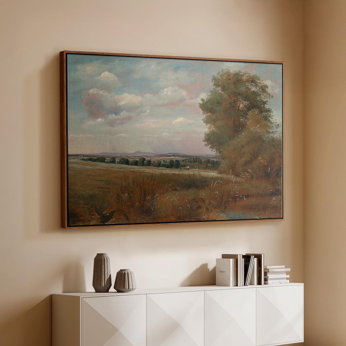 Landscape at Hampstead, with Harrow in the Distance, c. 1849-1855 - Floater Framed Canvas Print