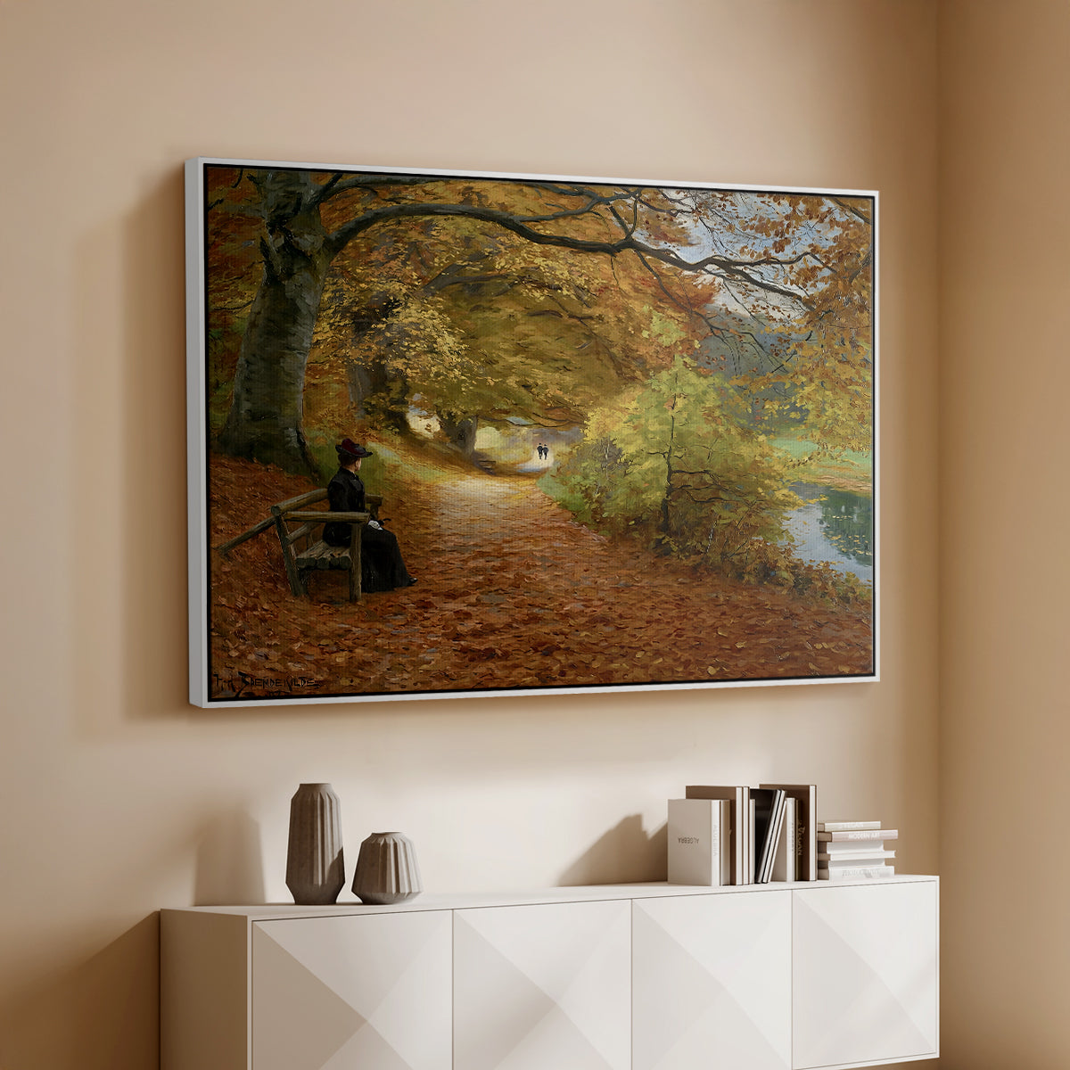 A Wooded Path in Autumn, 1902 - Floater Framed Canvas Print