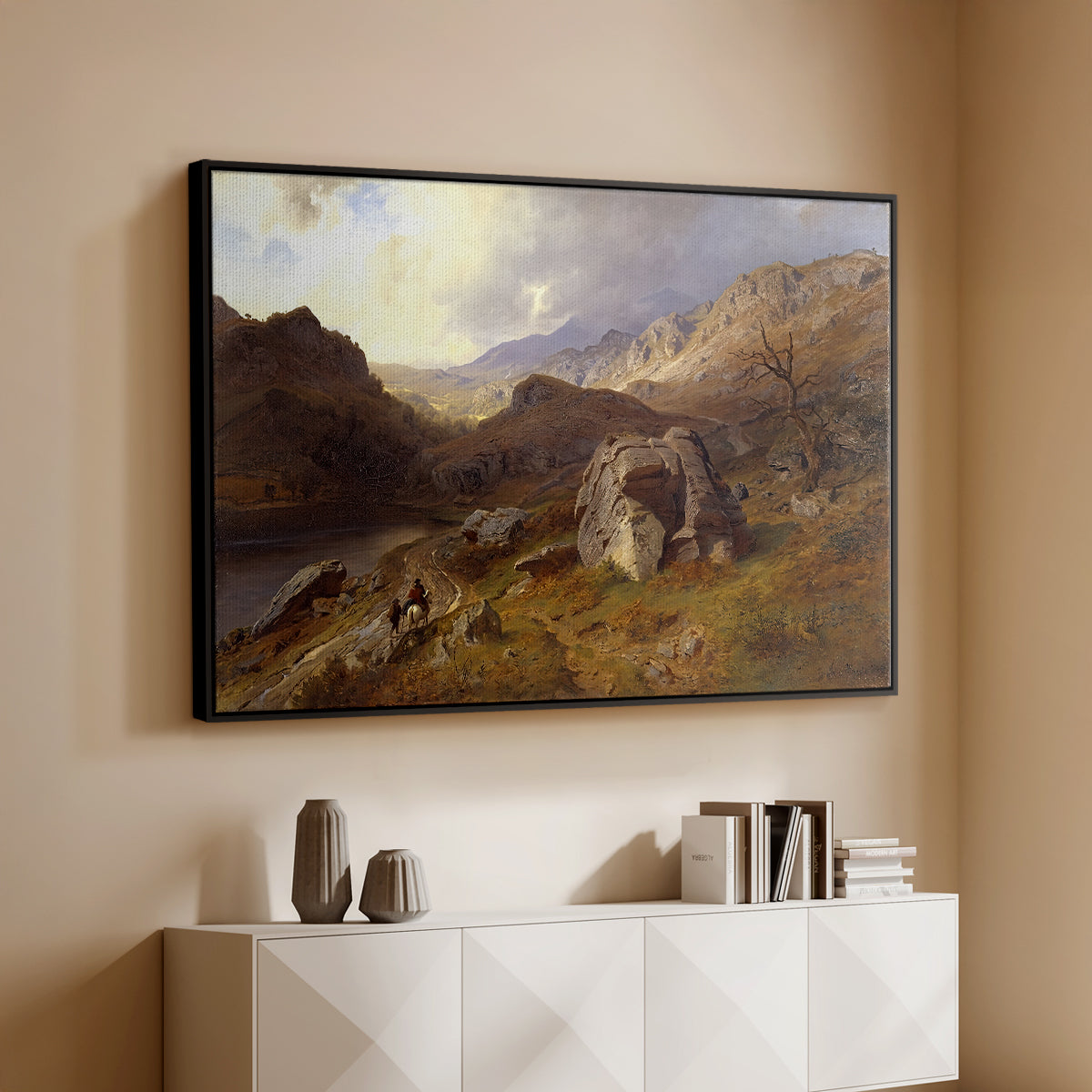 Lledr Valley in Wales, 1864 - Floater Framed Canvas Print