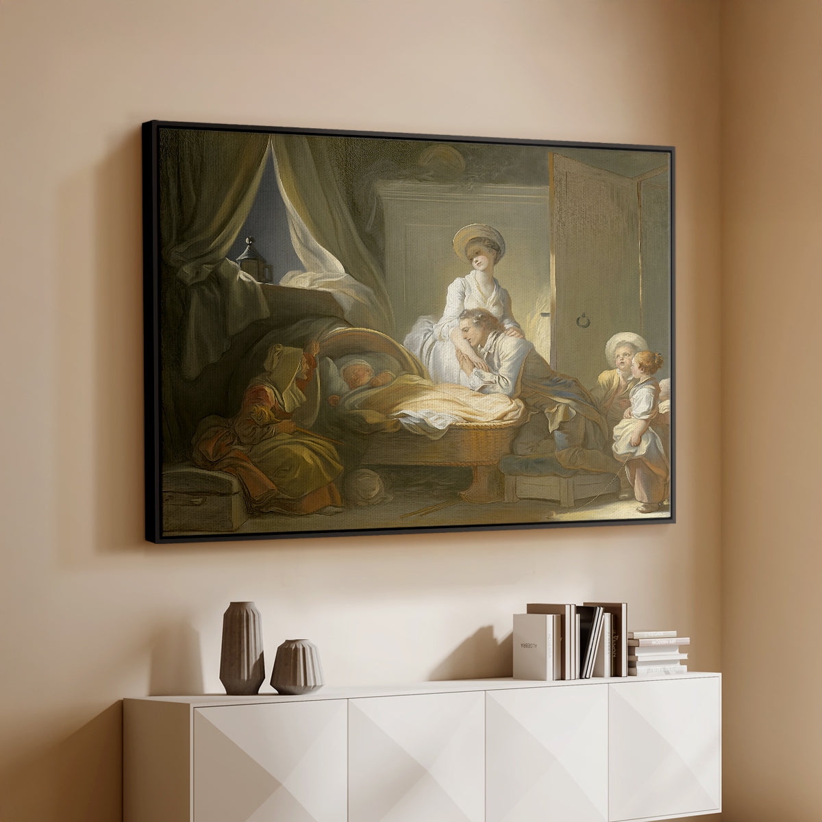 The Visit to the Nursery, c. 1775 - Floater Framed Canvas Print