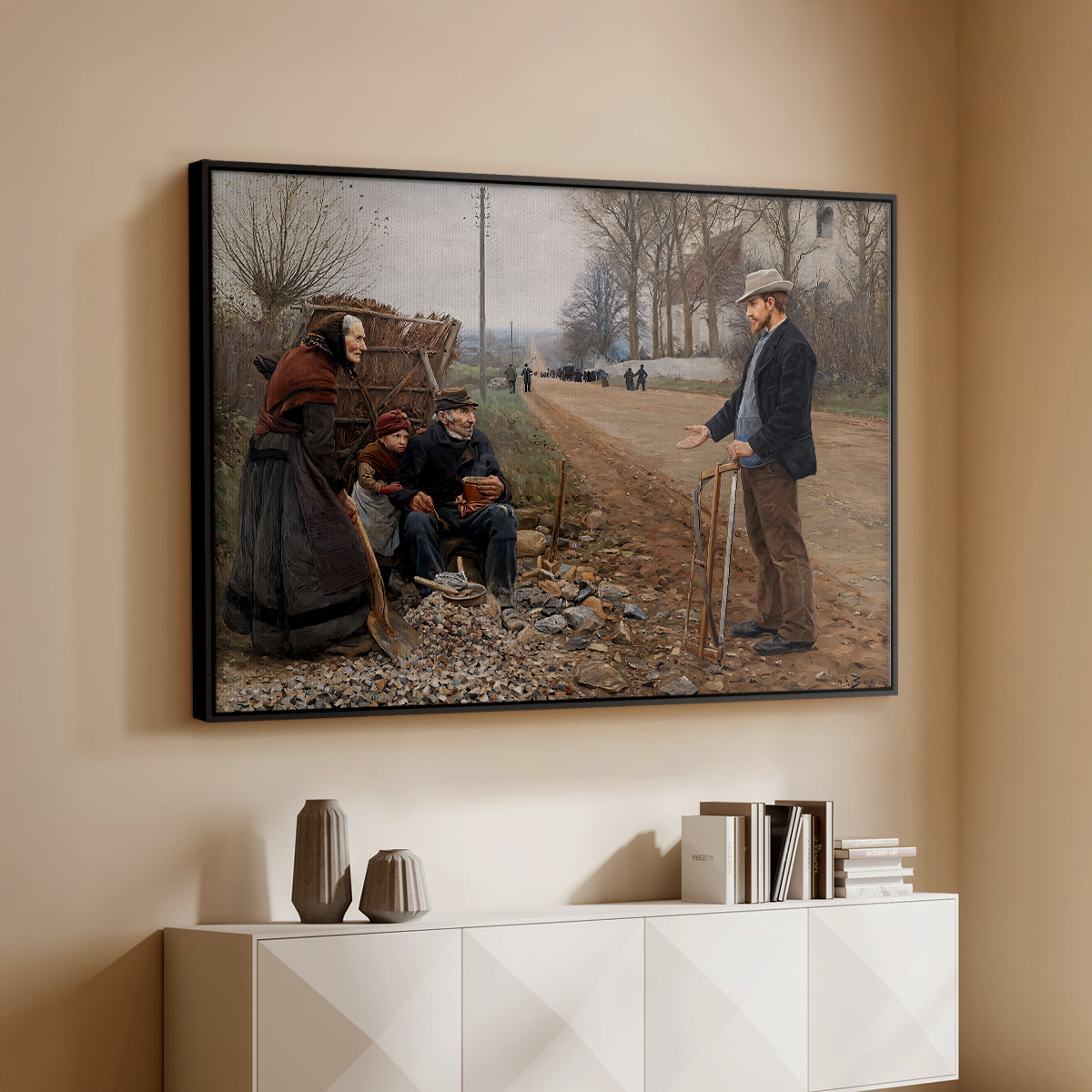 People by a Road, 1893 - Floater Framed Canvas Print
