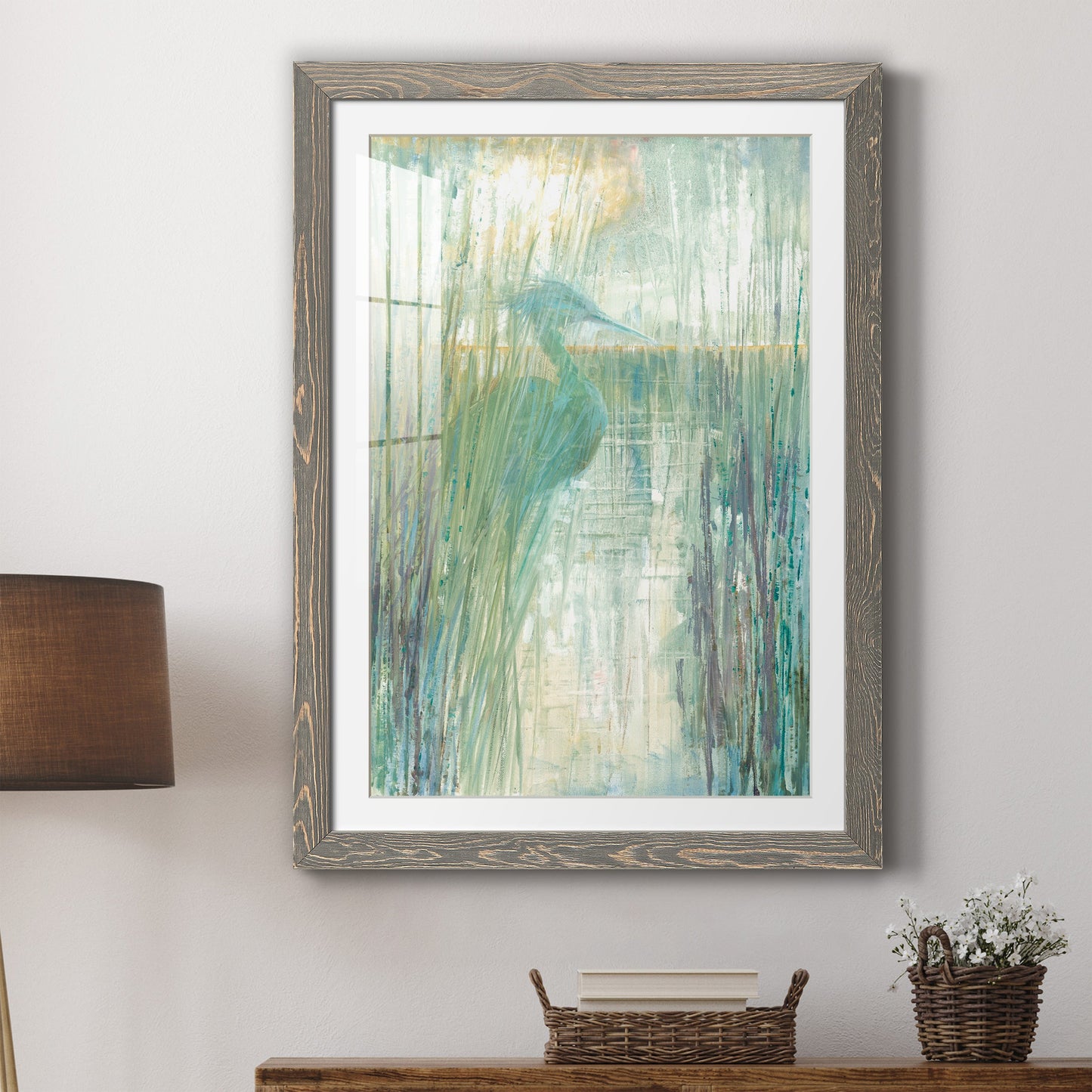 Morning Egret I - Premium Framed Print - Distressed Barnwood Frame - Ready to Hang