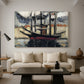 Canvas art print featuring a Fauvist maritime view, displayed in a spacious living room