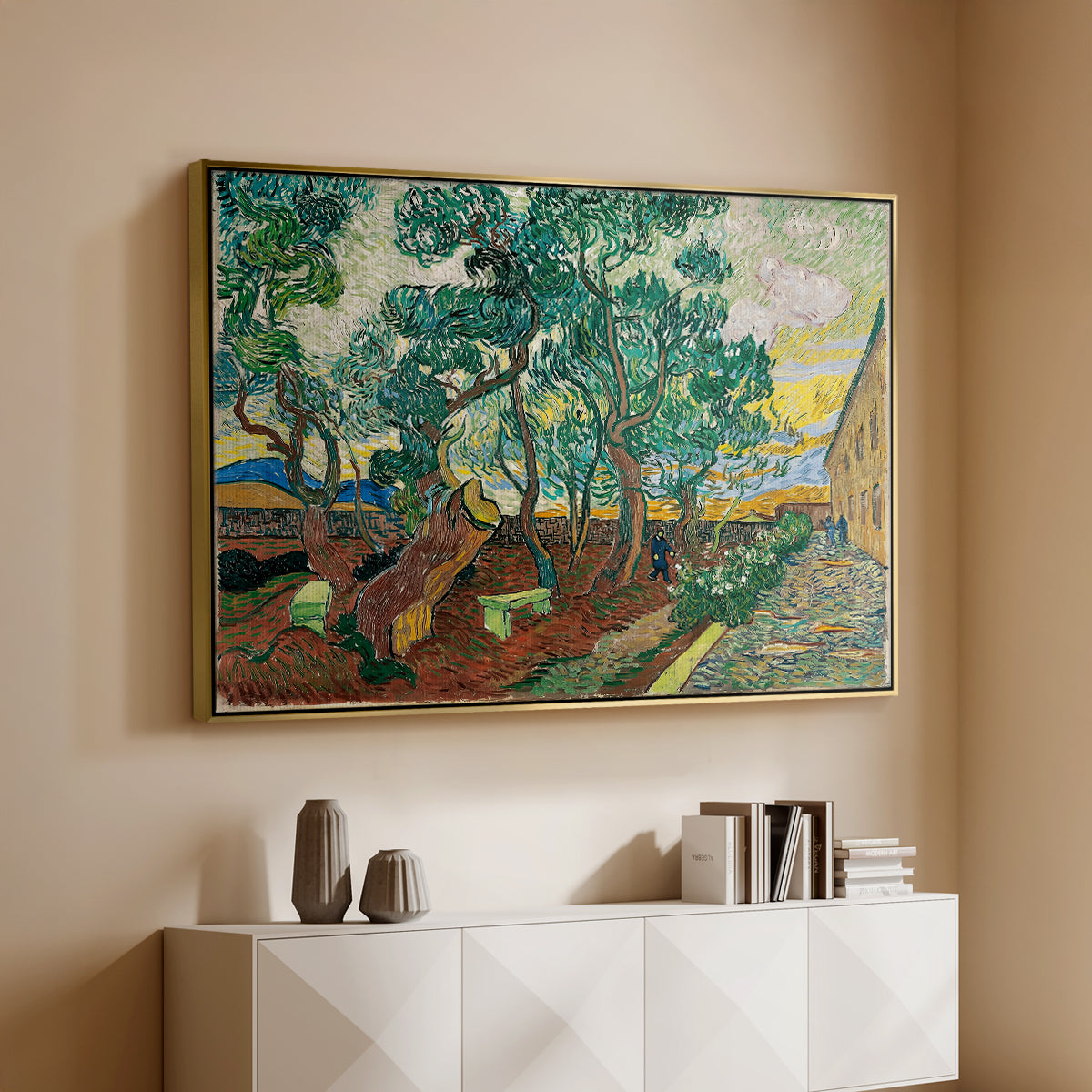 The Garden of Saint-Paul Hospital, 1889 - Floater Framed Canvas Print