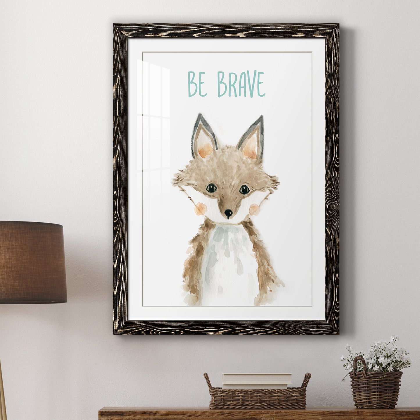 Be Brave Fox - Premium Framed Print - Distressed Barnwood Frame - Ready to Hang