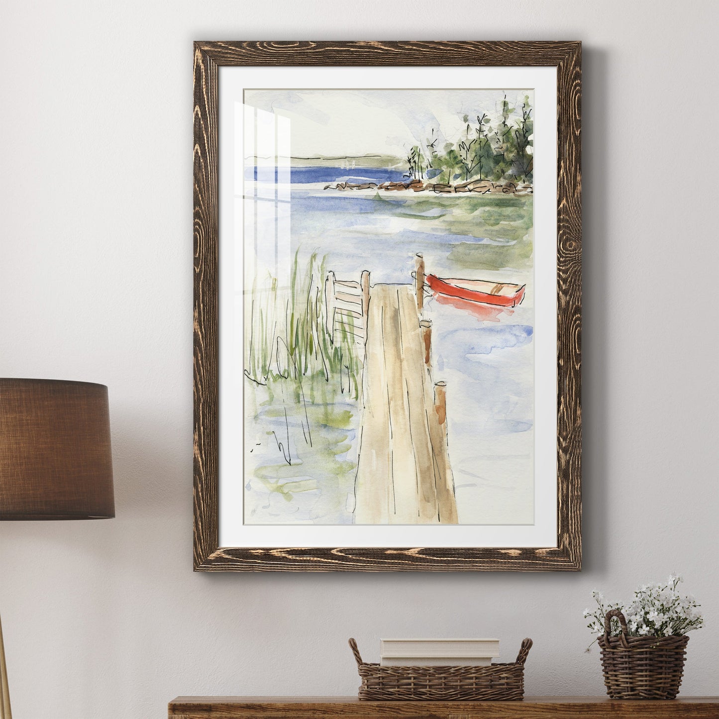 Sketchy Pier - Barnwood Framed Art Print