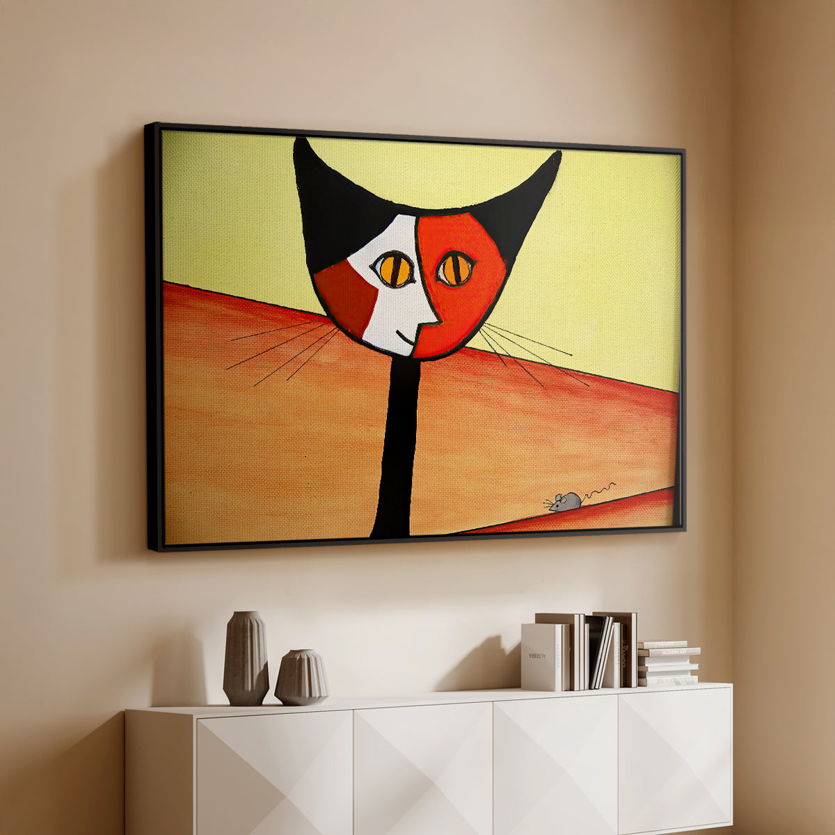 Picasso's Cat–El Gato - Floater Framed Canvas Print